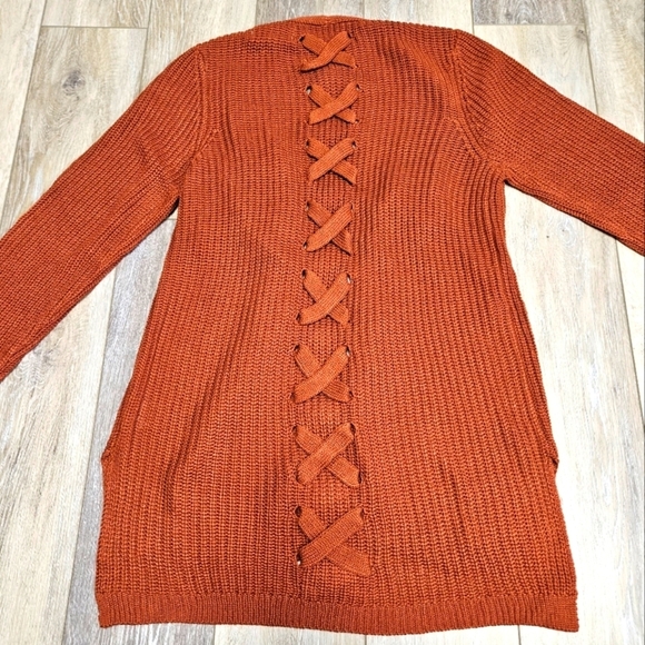 Pinque Stitch Fix Jamelya Rust Open Cardigan Back Detail Sweater Women's Small - Picture 1 of 11